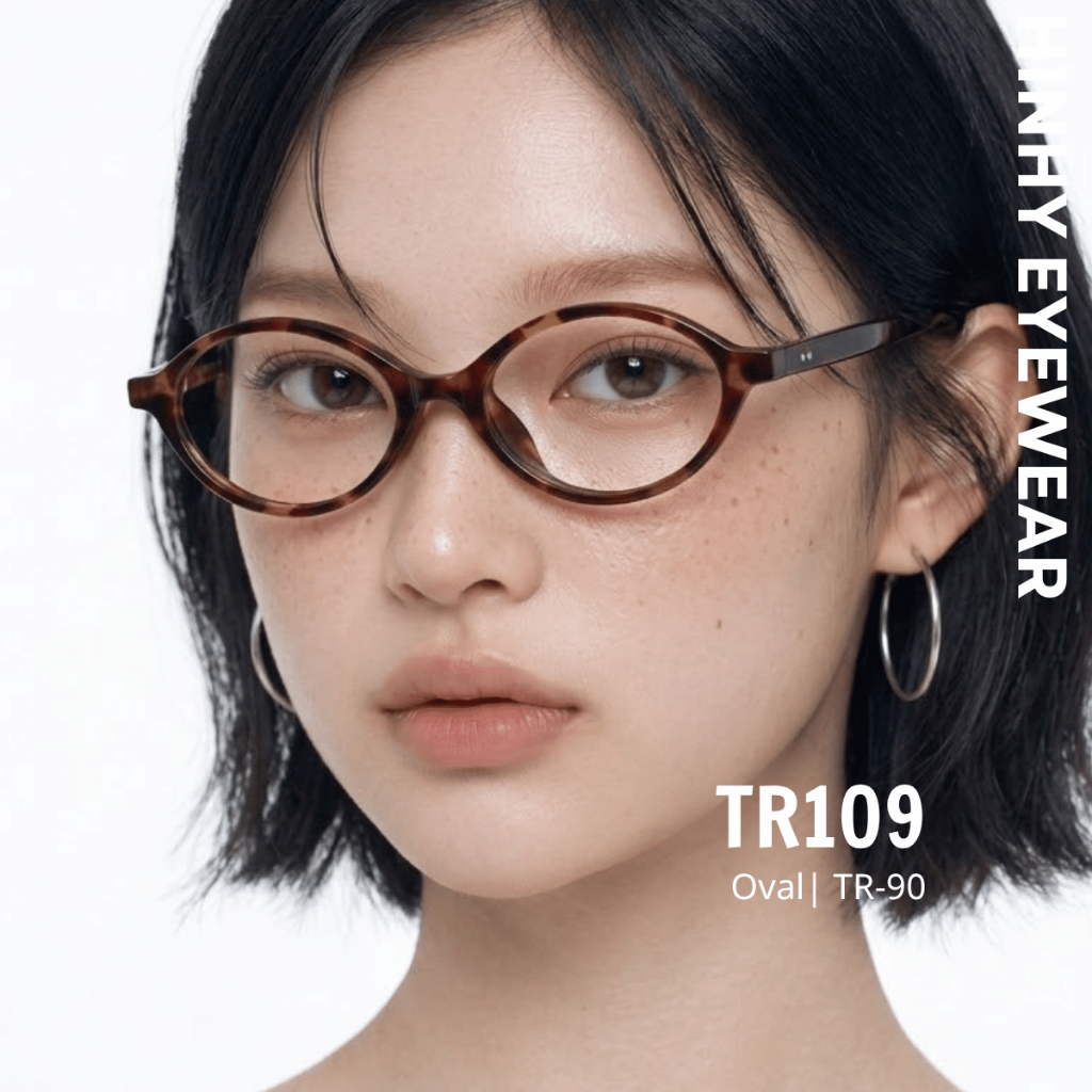 Gọng kính cận oval form nhỏ nhựa dẻo nhẹ [Hỗ trợ lắp cận dưới 6 độ] Tiệm Kính Hinhy TR109