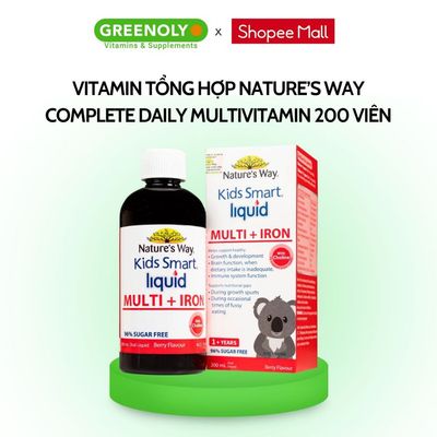 Siro Bổ Sung Sắt Và Multi Vitamin Cho Bé Nature's Way Kids Smart Liquid Multi + Iron Hỗ Trợ Nâng Cao Đề Kháng 200ml