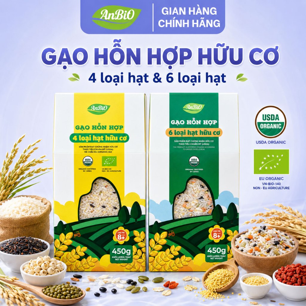 [ ANBIO ] Gạo hỗn hợp 4-6 loại hạt hữu cơ Anbio - Chứng nhận hữu cơ USDA của Mỹ