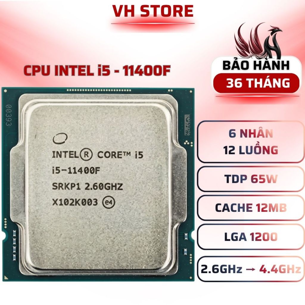 CPU Intel Core i5-11400F 6 Nhân 12 Luồng Turbo 4.4GHz - BẢO HÀNH 36 THÁNG - VHSTORE