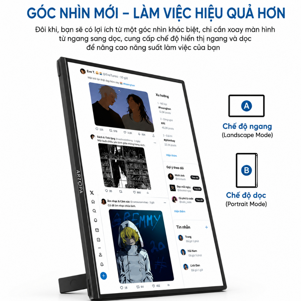 [Hỏa tốc Hà Nội]  Màn Hình Di Động ARZOPA A3C Pro 13.3" OLED FHD | HDR10 | 100% DCI-P3 | USB-C | Chính Hãng | Hỏa Tốc | BigBuy360 - bigbuy360.vn