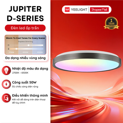 Đèn LED Ôp Trần Thông Minh RGB Yeelight Jupiter D | Nhiệt màu đến 6500K, Ra95, Hỗ trợ Google, Mihome