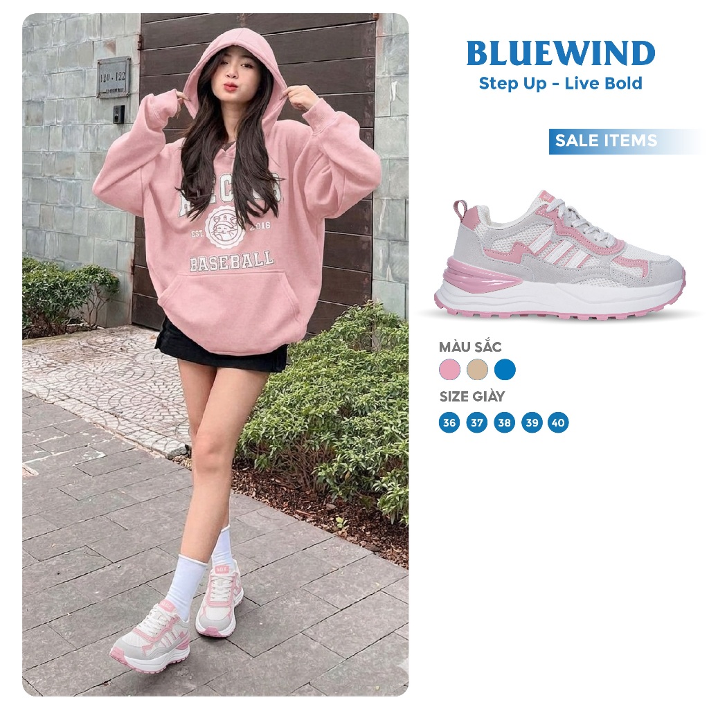 Giày Thể Thao Nữ BLUEWIND Giày Sneaker Năng Động, Màu Sắc Trẻ Trung 68862