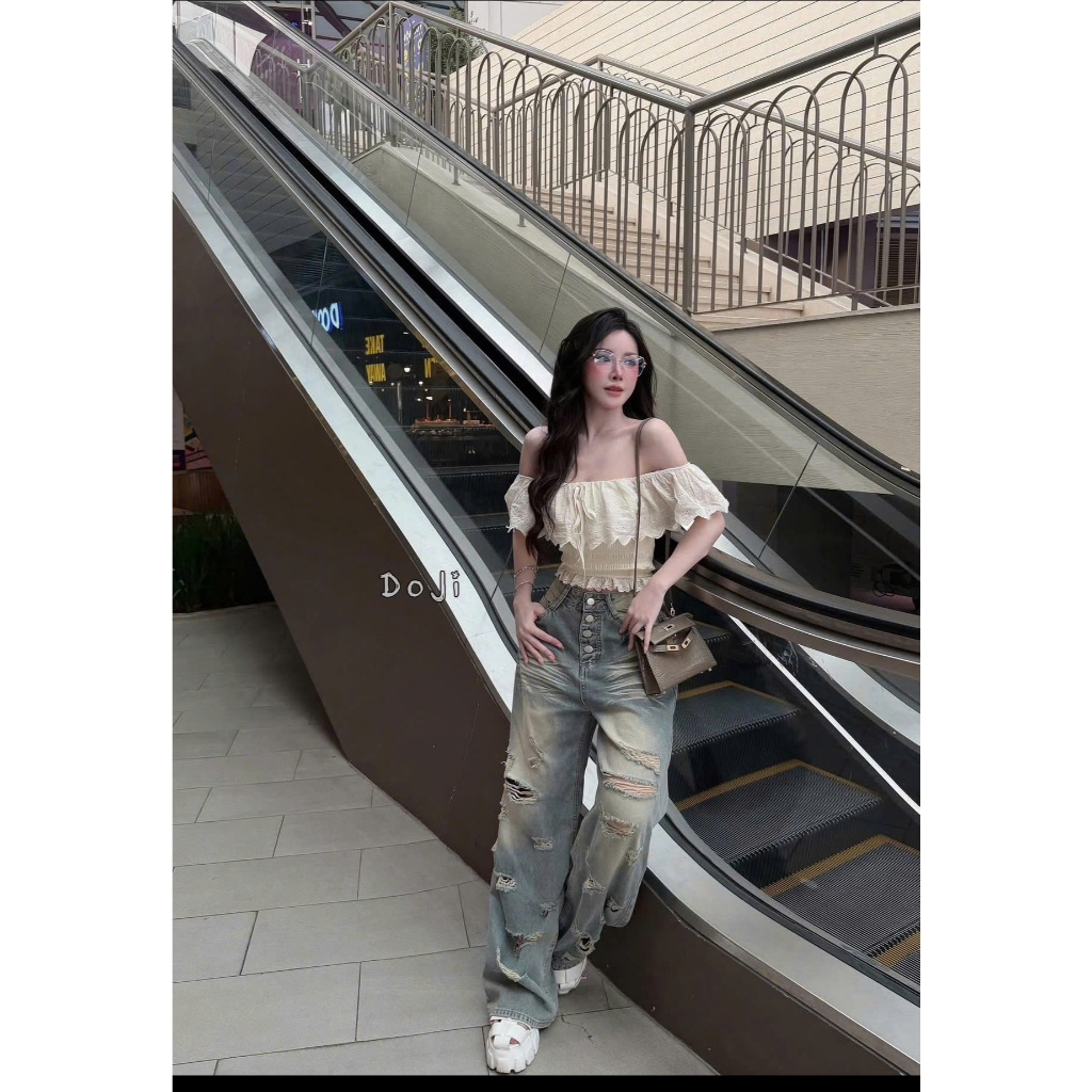Quần Jean Nữ Rách Ống Suông Rộng Bigsize 55-90kg Lưng Cao Form Dài Hack Dáng QC623 – 2KJeans | BigBuy360 - bigbuy360.vn
