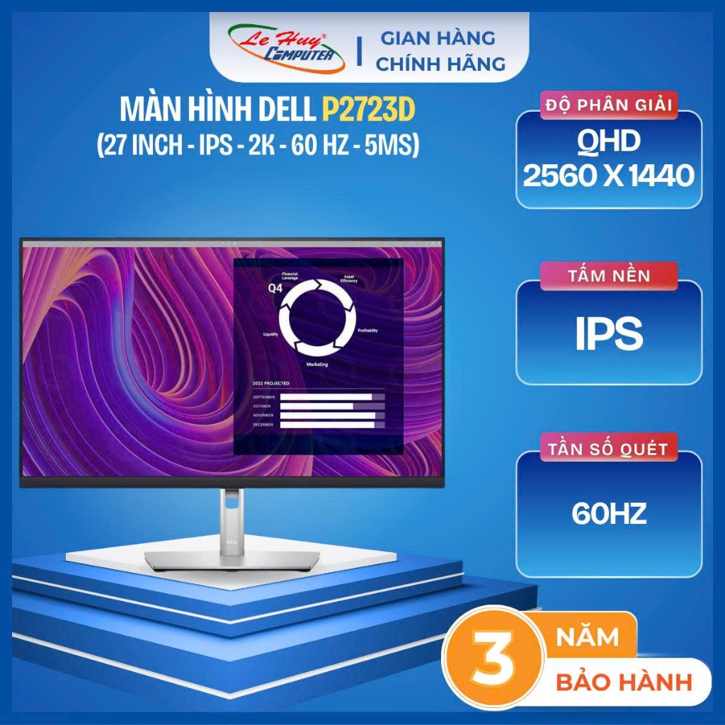 Màn hình Dell P2723D 27 inch (2K/IPS/60Hz/5ms)
