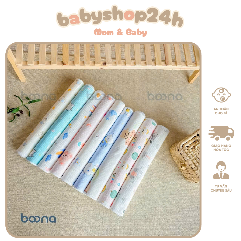 Tấm Lót Chống Thấm BOONA - MANNY Bề Mặt Organic Mềm Mịn Và Thoáng Khí Lót Chống Thấm KT 50X70CM