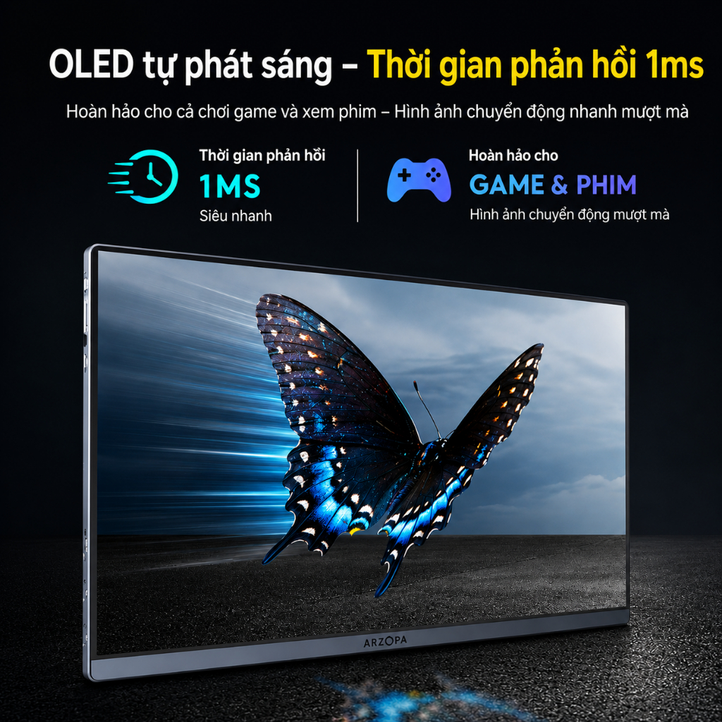 [Hỏa tốc Hà Nội]  Màn Hình Di Động ARZOPA A3C Pro 13.3" OLED FHD | HDR10 | 100% DCI-P3 | USB-C | Chính Hãng | Hỏa Tốc | BigBuy360 - bigbuy360.vn