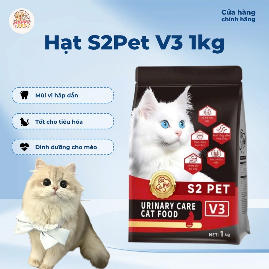 [TÚI CHIẾT 1KG] Hạt S2PET V3 - V2 Dành Cho Mèo - Đạm Cao 32% Siêu Topping 55% Dinh Dưỡng - Happy Pet