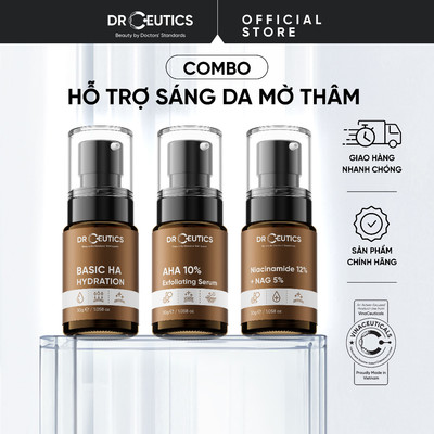 DRCEUTICS Chu Trình Hỗ Trợ Dưỡng Sáng, MờThâm Niacinamide 12% 30g + Tinh Chất  AHA 10% 30g +Tinh chất Basic HA 30g