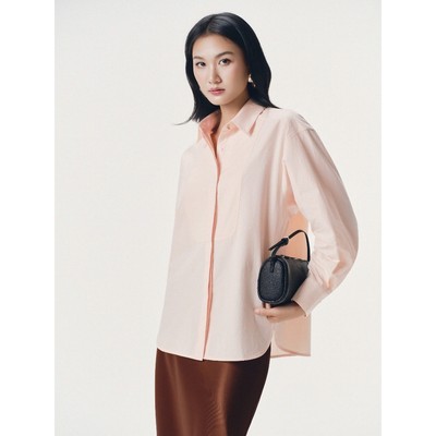 Áo sơ mi dài tay thân dáng oversize, yếm cổ đính cúc trang trí Mono Talk - MOF26S-T10009TK