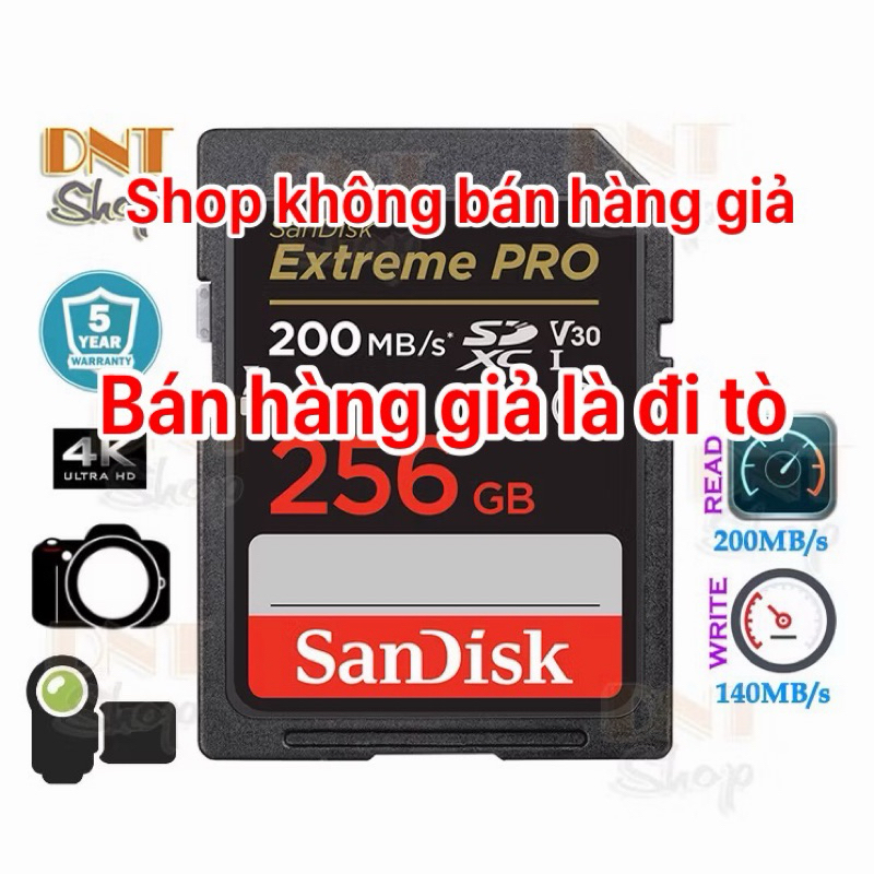 Thẻ nhớ SDXC SanDisk Extreme PRO 256GB UHS-I U3 4K V30 200MB/s 170MB/s (SDSDXXY-256G-ANCIN)