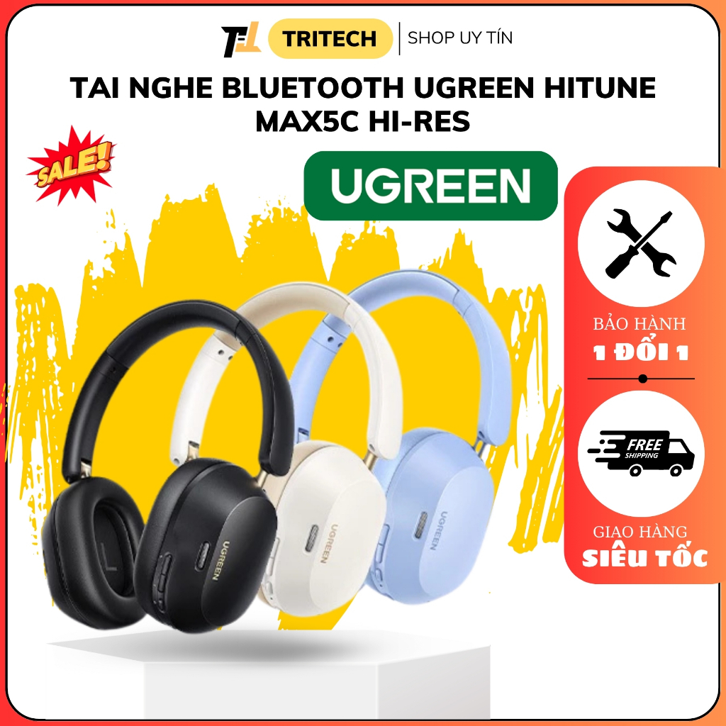 [HỎA TỐC] Tai nghe Bluetooth Ugreen Hitune Max5c Hi-Res | Hybrid ANC | Kết nối 2 thiết bị | Bluetoot