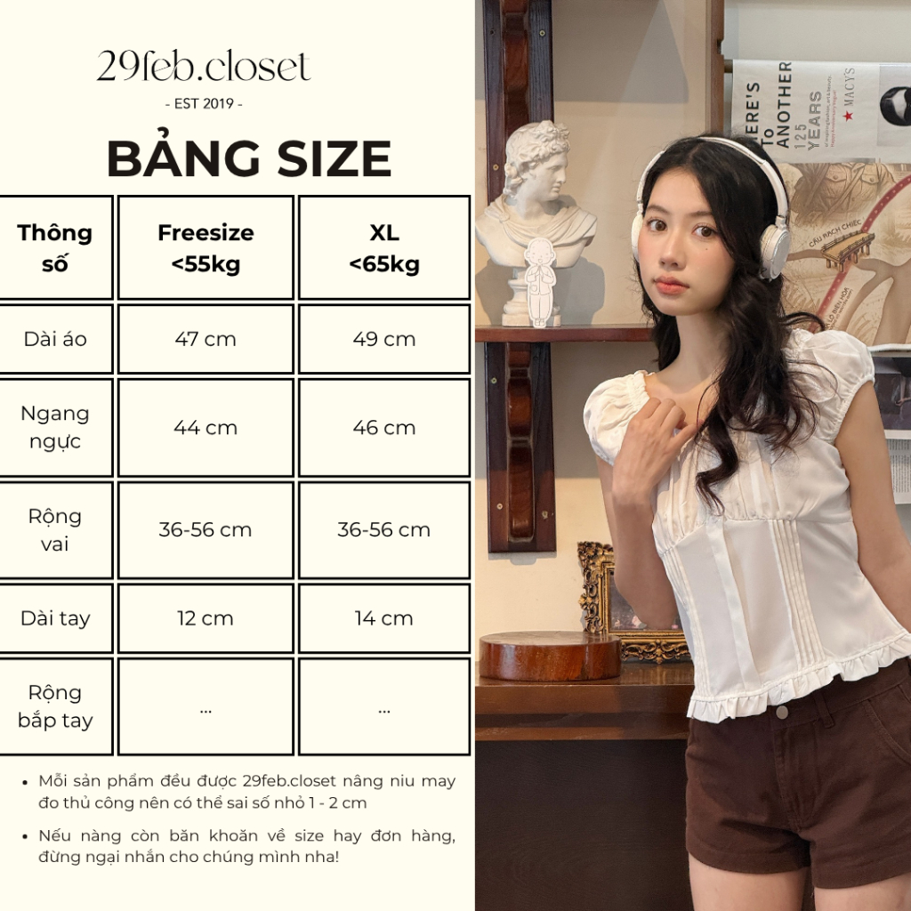 Áo thô tay bồng trễ vai kèm dây buộc eo, áo kiểu nữ mùa hè có tay bồng buộc eo - 29feb.closet - A594 | BigBuy360 - bigbuy360.vn