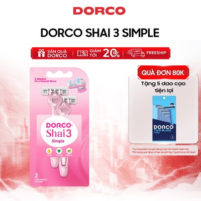 Dao Cạo Body Nữ 3 Lưỡi DORCO SHAI 3 SIMPLE - TRC200PK(U)-2B - Hộp 2 Cây Dao Cạo