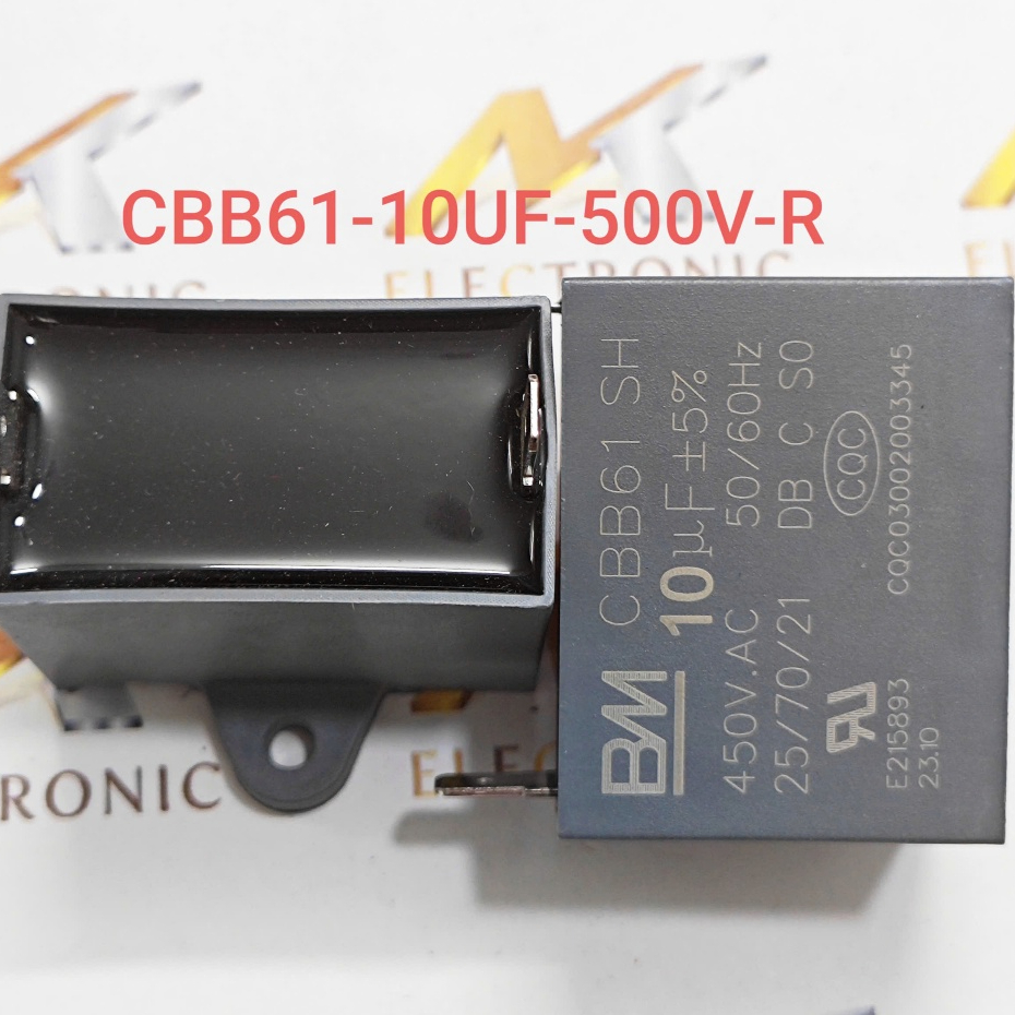 Tụ khởi động CBB61 10UF 500V - Tụ quạt CBB61 500V 10UF dùng rắc cắm hãng BM chất lượng cao mới 100%