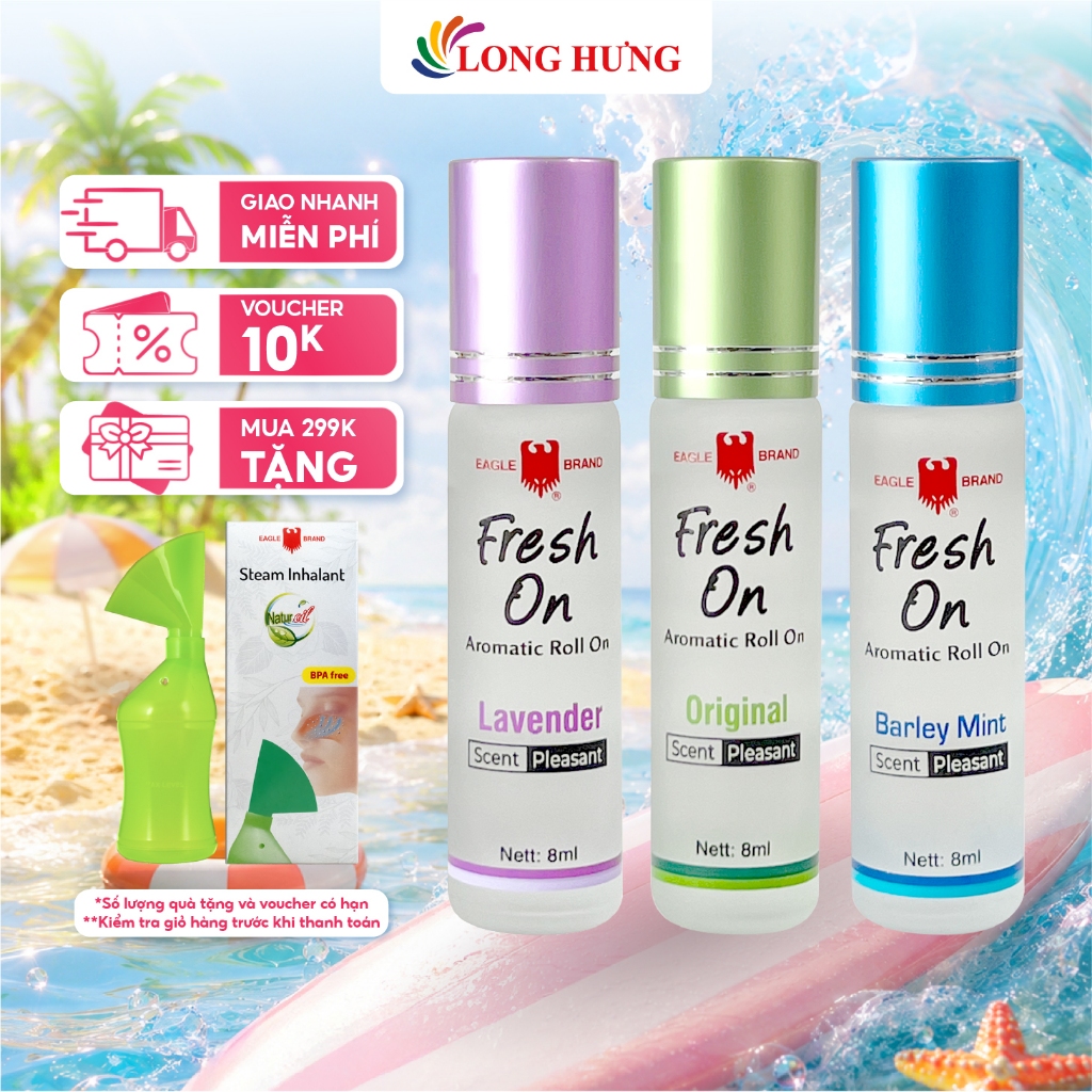 Combo Dầu lăn giảm căng thẳng Eagle Brand Fresh On (8ml)