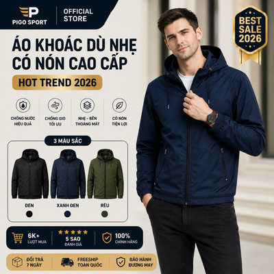 Áo khoác dù nam chống thấm có thể gấp thành balo nhỏ gọn SPMAKD902 - PigoFashion