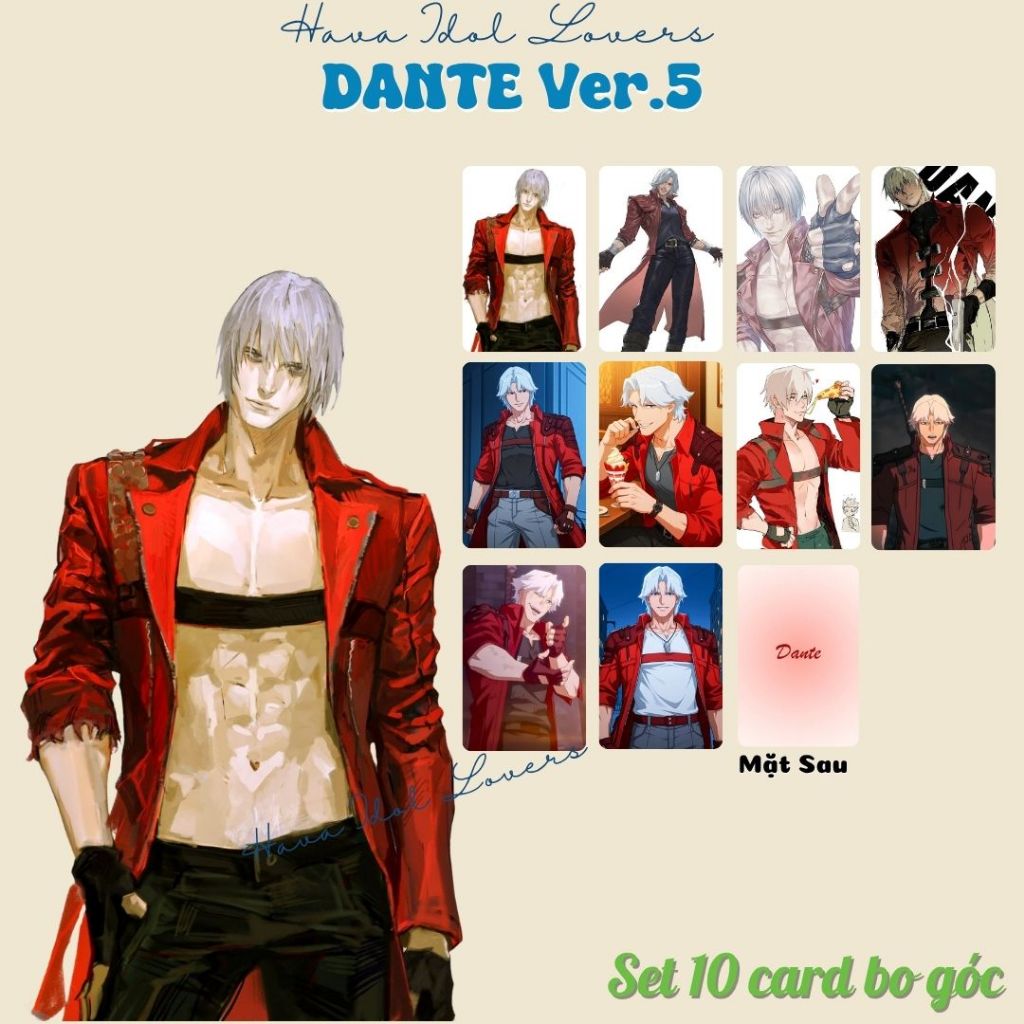 Set 10 Card Bo Góc Dante Devil May Cry - Photocard Game DMC 5 Siêu Nét  tặng kèm Sleeves