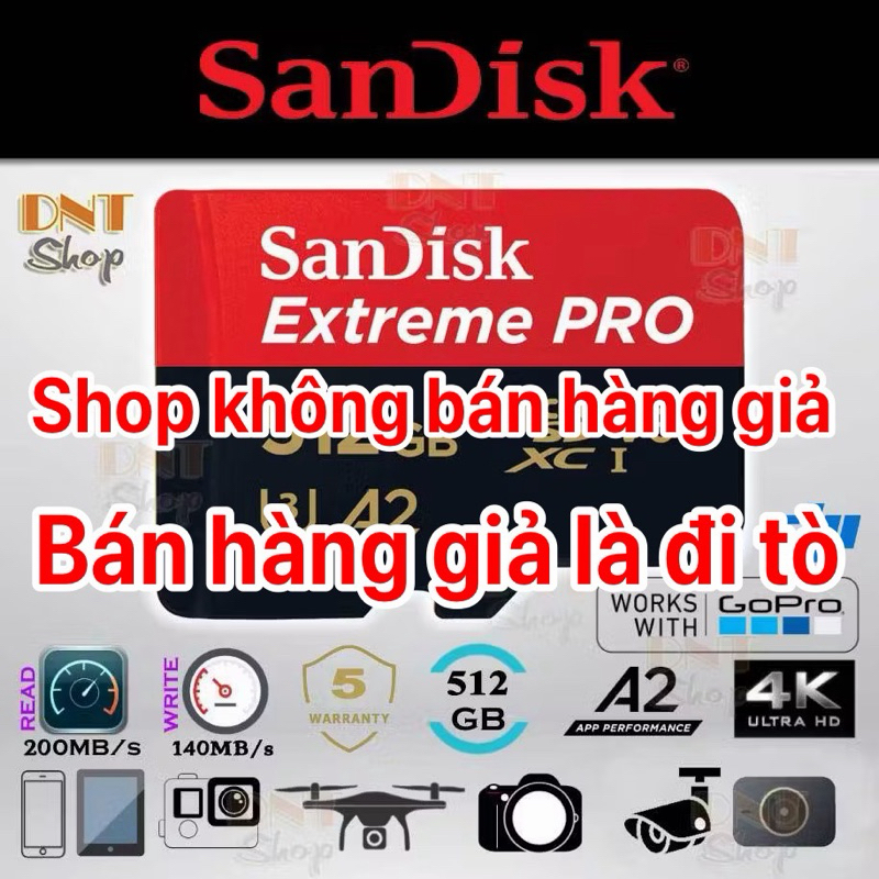 Thẻ nhớ MicroSDXC SanDisk Extreme PRO 512GB A2 V30 U3 Class 10 UHS-I 200MB/s (SDSQXCD-512G-GN6MA)