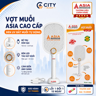 Vợt Muỗi Điện ASIA Lighting 2in1 – Đèn Bắt Muỗi Tự Động, Lưới 3D, Đế Sạc, Cảm Biến Ánh Sáng
