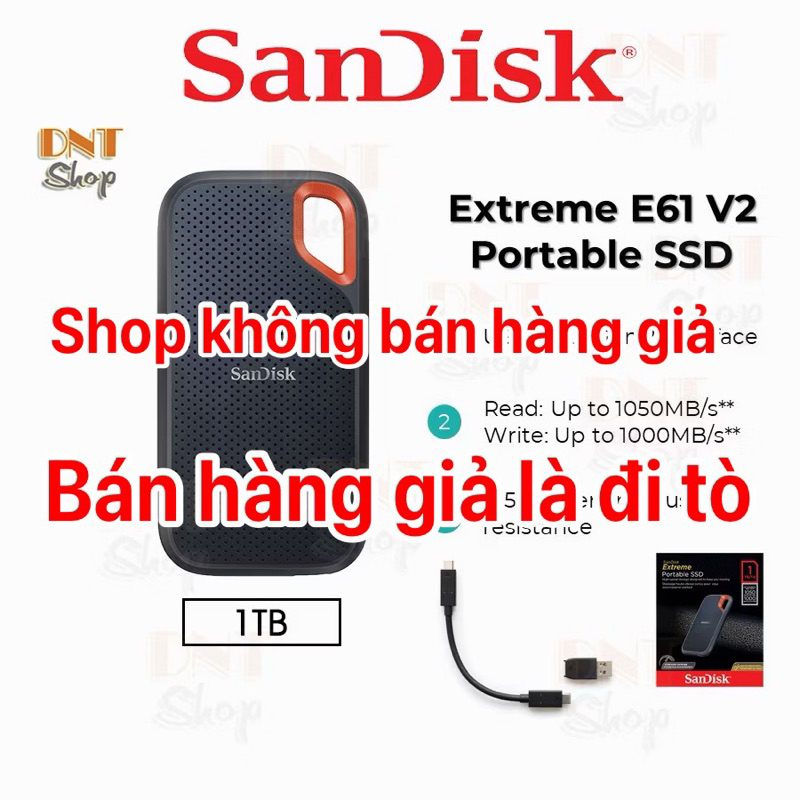 Ổ cứng di động Portable SSD SanDisk Extreme E61 V2 Mới 100% Bảo Hành 5 Năm USB 3.2 Gen 2 1TB / 2TB /