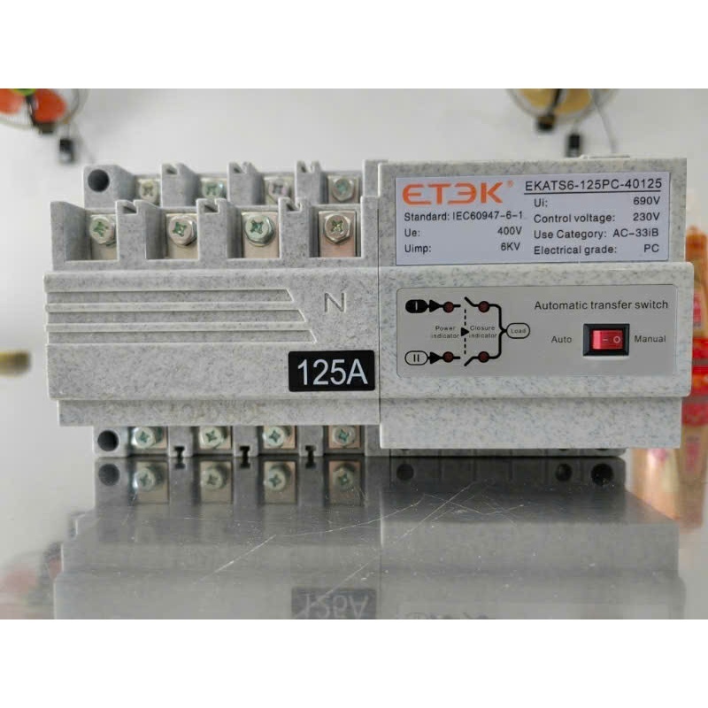 Bộ ATS Chuyển Mạch 2 Nguồn Tự Động 125A 4P EKATS6-125PC-40125A  | Bảo Hành 06 Tháng | PTV SOLAR