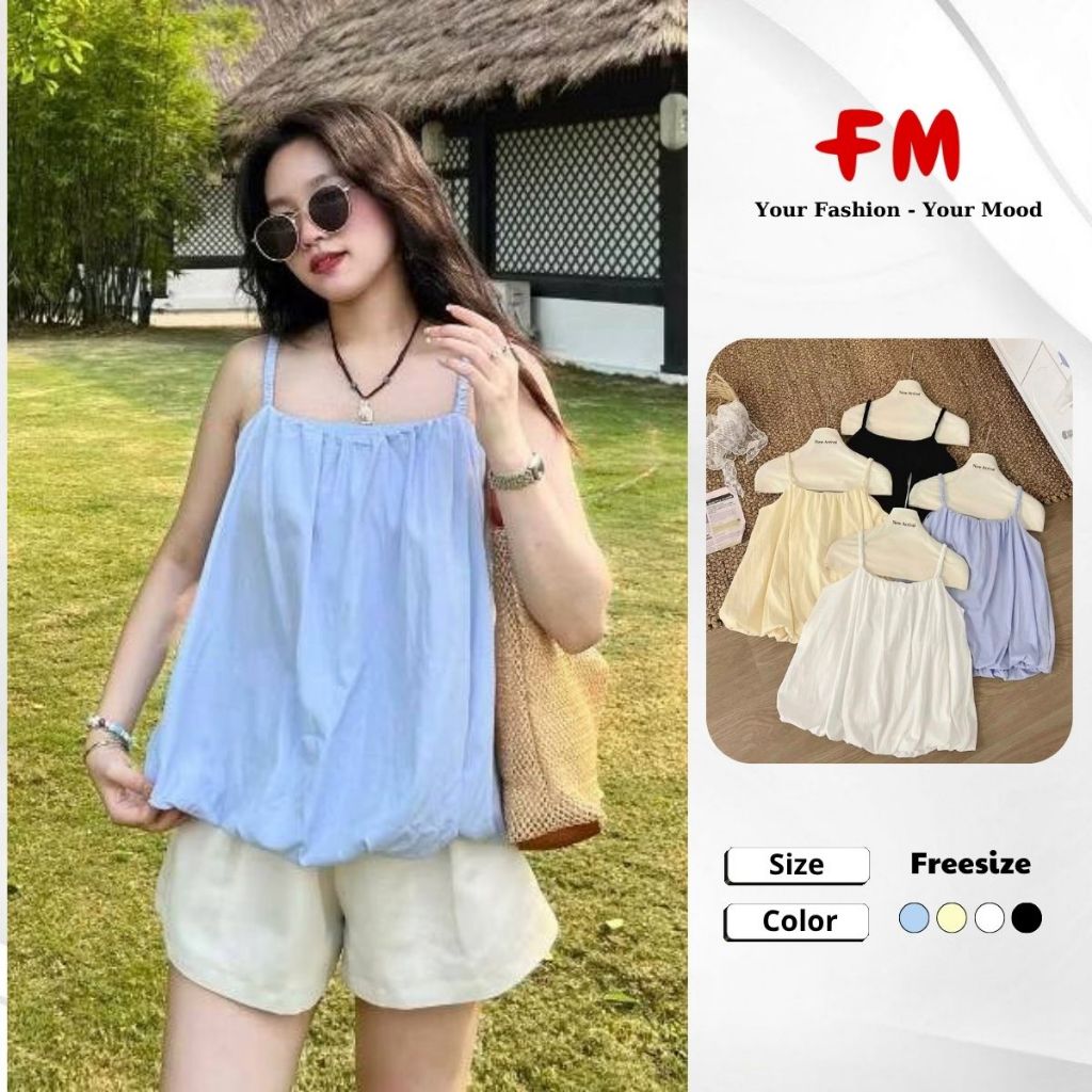 Áo 2 Dây Nữ FMSTYLE Lai Bí Nhún Ngực Dễ Thương Phong Cách Hàn Quốc 26050129