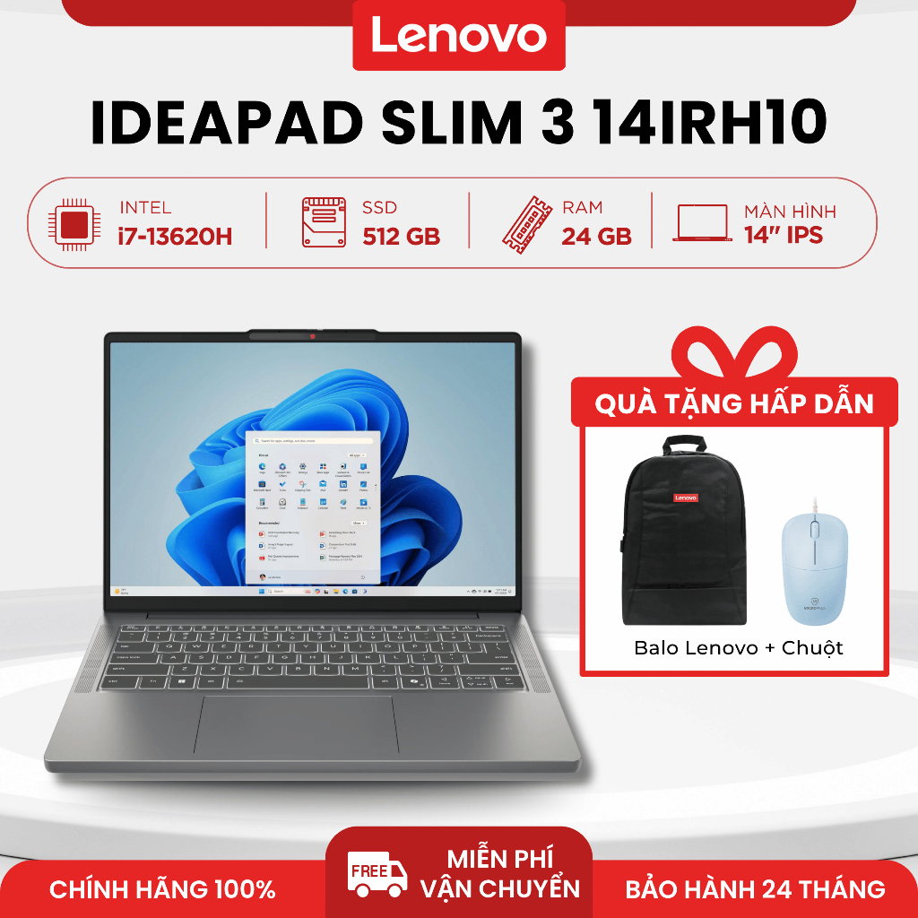 Laptop Lenovo IdeaPad Slim 3 14IRH10 (i7-13620H | 24GB | 512GB | 14" WUXGA IPS | Win 11 Home SL)