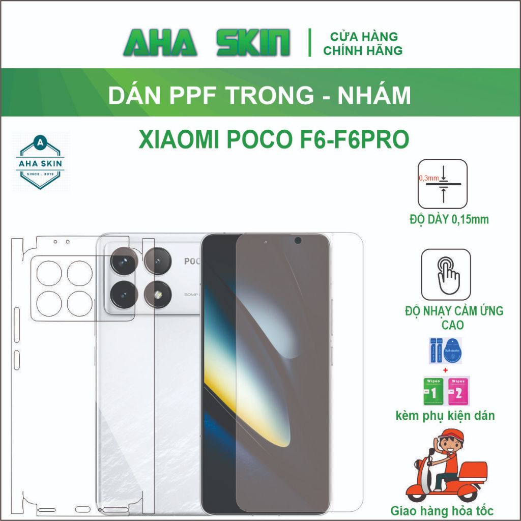 Dán PPF full viền Poco F6/F6Pro  chống trầy xước,trong nhám