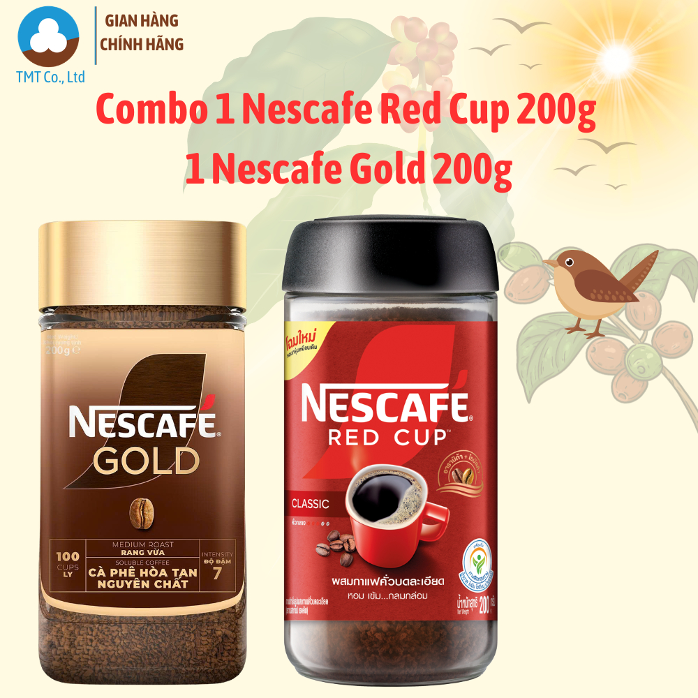 Combo 1 Cà phê hòa tan Nescafe Red Cup 200g và 1 Nescafe Gold 200g