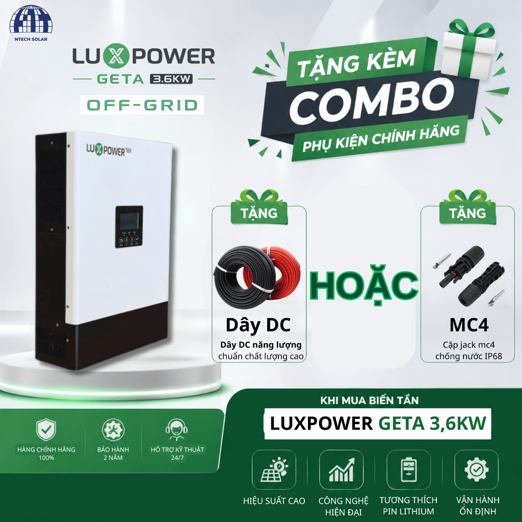 Inverter LuxPower GETA Off-grid 3.6kW – GETA-LB-EU - TẶNG PHỤ KIỆN CỰC HOT