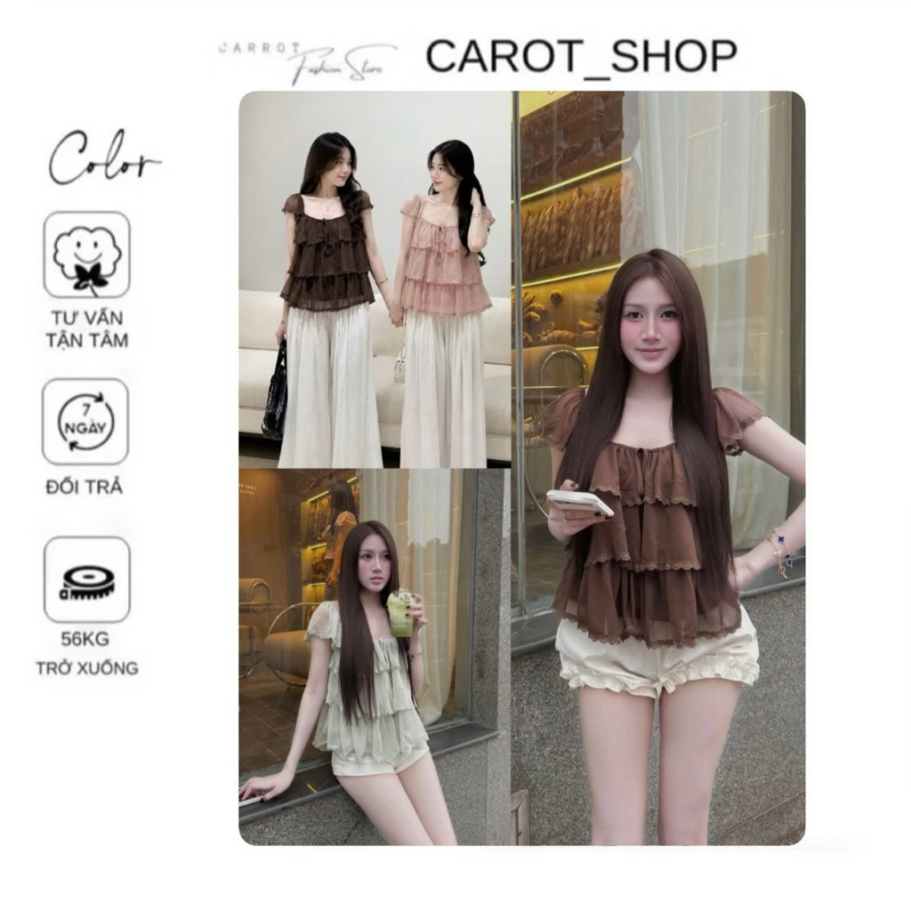 ( DEAL MỞ BÁN ) VN109 Áo tầng phối ren thắt nơ nhiều màu xinh xắn by CarrotShop | BigBuy360 - bigbuy360.vn