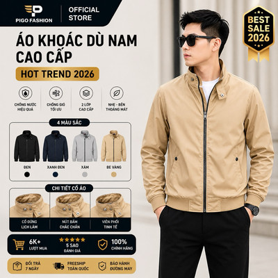 Áo khoác dù 2 lớp Pigofashion chất dù xịn,2 túi trong rộng, cổ viền phối , form dáng đẹp SPMAKD903