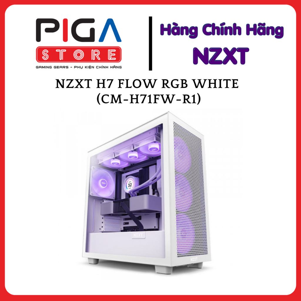 Vỏ Case NZXT H7 Flow RGB White (CM-H71FW-R1) - Hàng Chính Hãng