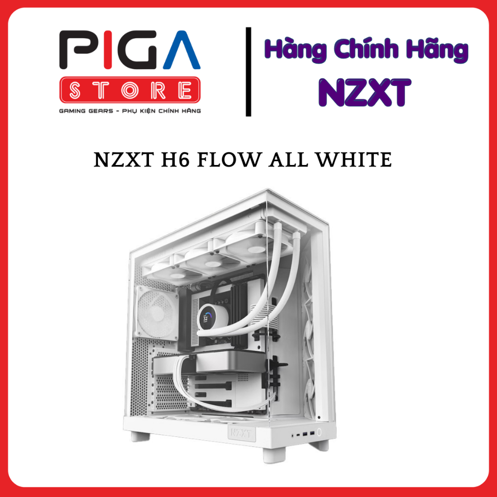 Vỏ máy tính NZXT H6 FLOW ALL WHITE (ATX/Mid Tower/Màu Trắng - CC-H61FW-01) Hàng Chính Hãng