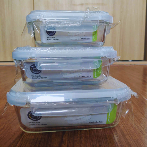 Bộ 3 Hộp Thủy Tinh LocknLock Nhiều Kích Thước 370ml, 640ml, 1040ml-Chính Hãng