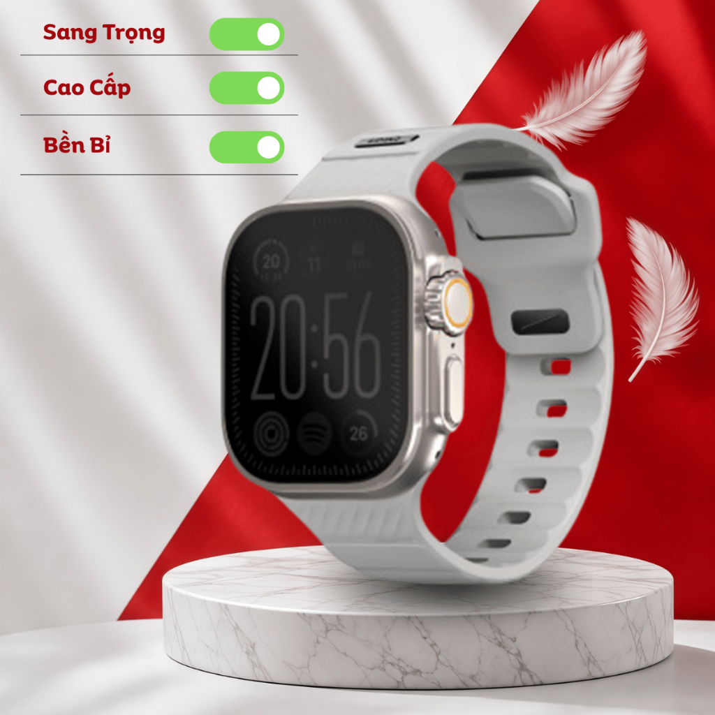 Dây Đeo Apple Watch UNIQ Stride Fkm Rubber Strap (49/45/44/42mm) - Bền Bỉ, Thể Thao, Chống Nước