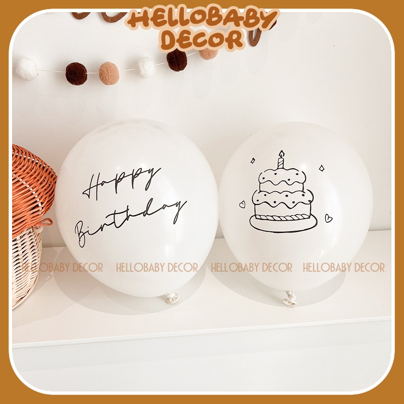 Bóng in chữ Happy Birthday font chữ mới trang trí sinh nhật (10 quả)