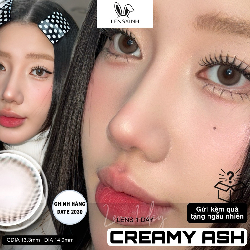 Kính Áp Tròng 1 Ngày Creamy Ash [LENSLENS] - GDIA 13.3mm Tự Nhiên (Tặng Quà xinh)