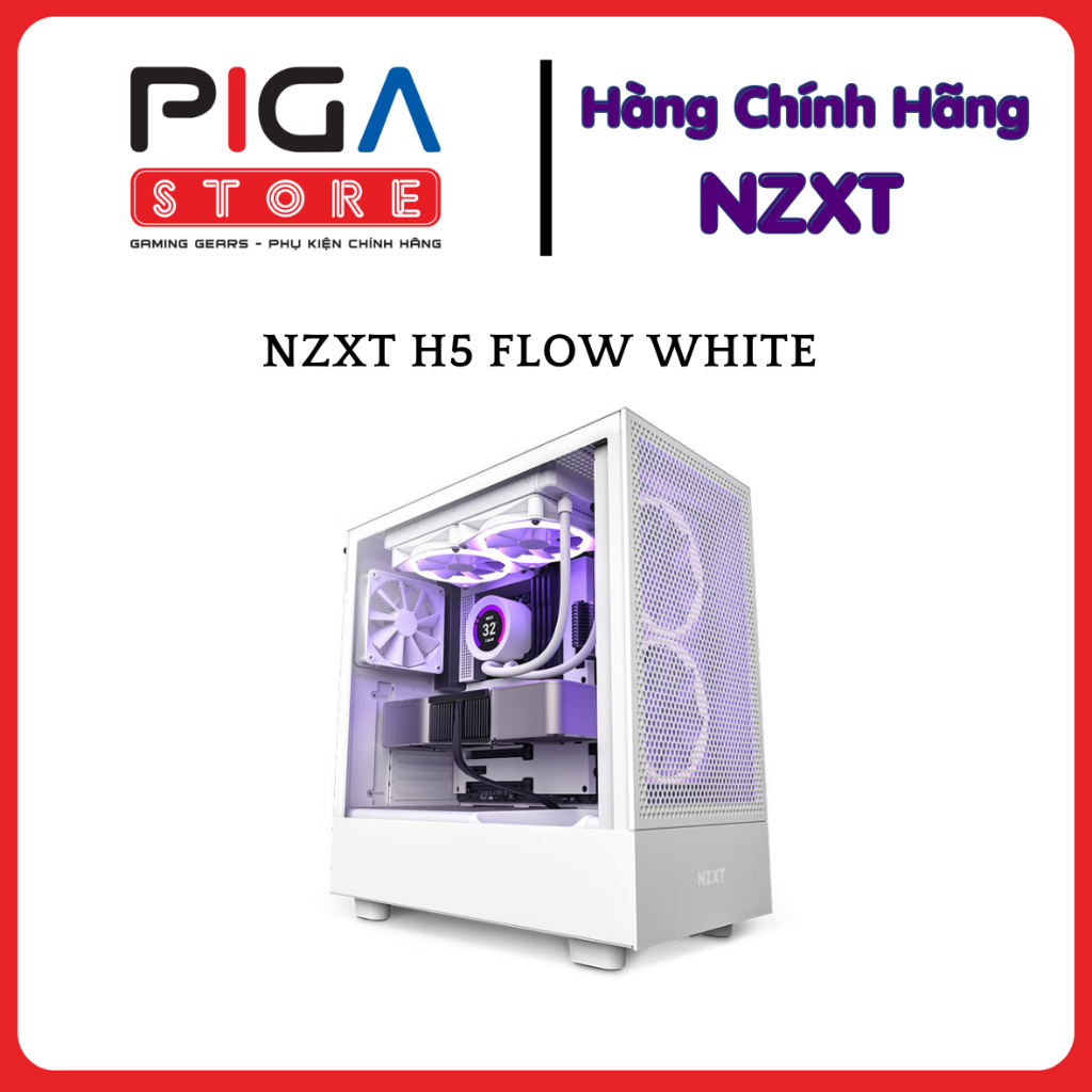 Vỏ máy tính NZXT H5 Flow White (Mid Tower/Màu Trắng) - Hàng chính hãng, Bảo hành 24 tháng