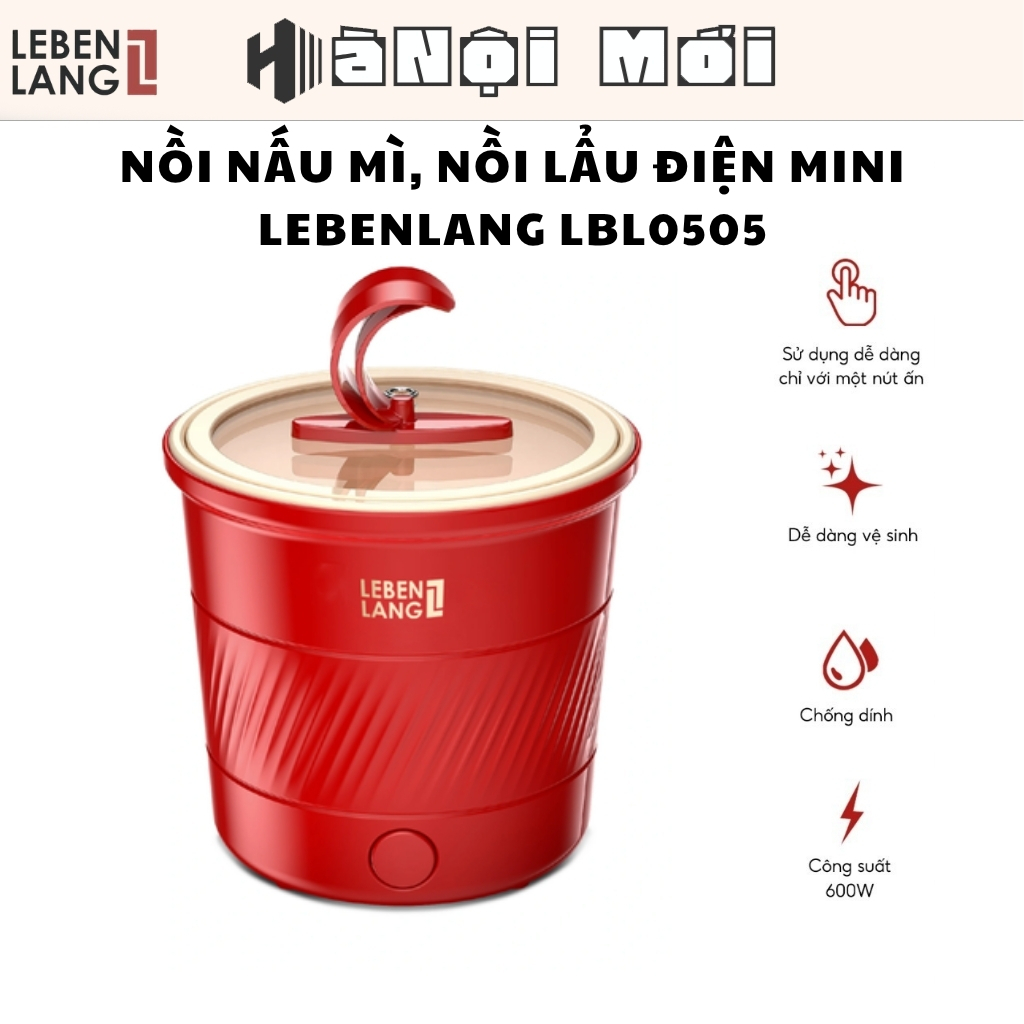 Nồi Nấu Mì Mini Lebenlang LBL0505 Sử Dụng Đa Năng, Vỏ Nồi Cách Nhiệt, Lòng Nồi Chống Dính
