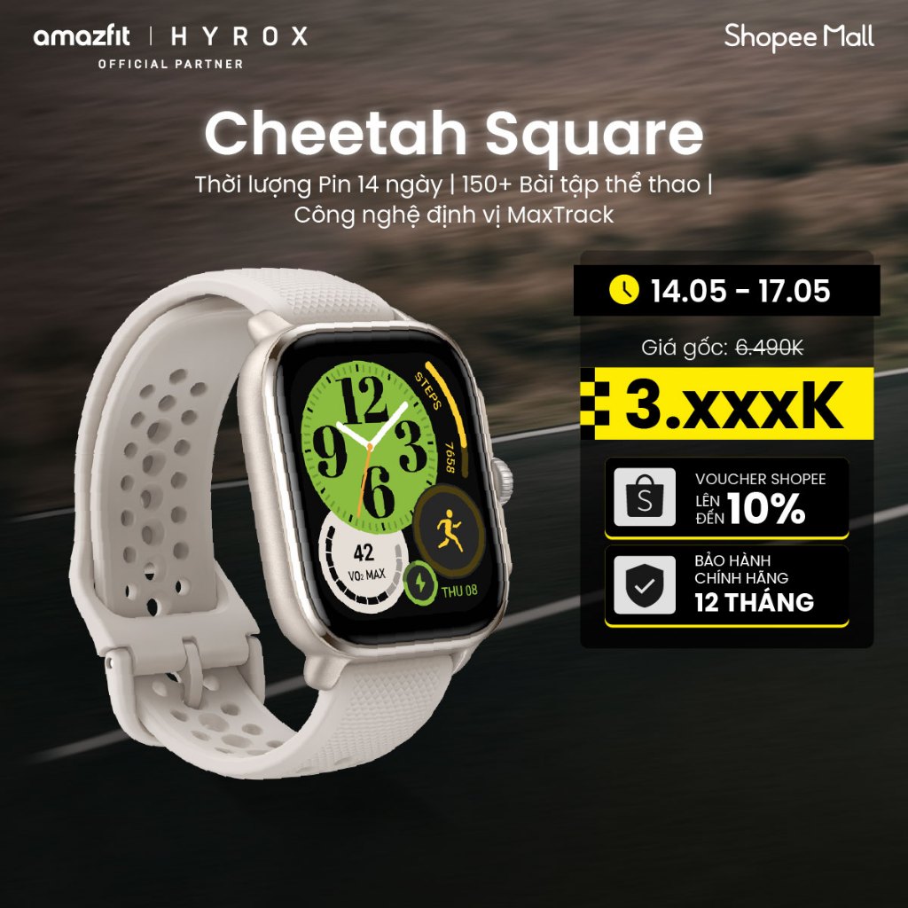 Đồng hồ thông minh Amazfit Cheetah Square - Bản đồ ngoại tuyến | Lưu trữ nhạc - Hàng chính hãng - Bảo hành 12 tháng
