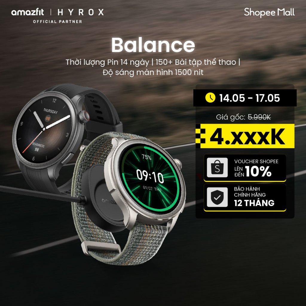 Đồng hồ thông minh Amazfit Balance - 46mm | Nghe gọi qua Bluetooth | Điều khiển nhạc - Hàng chính hãng - Bảo hành 12 thá