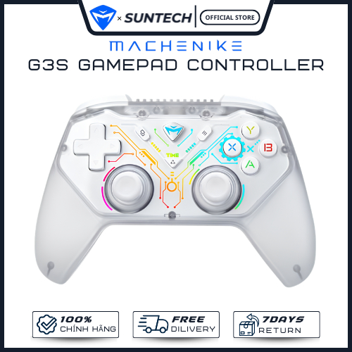 Tay Cầm Chơi Game Machenike G3s Dual-Mode White - Kết Nối Không Dây 2.4G & Có Dây, Cần Analog Chính 