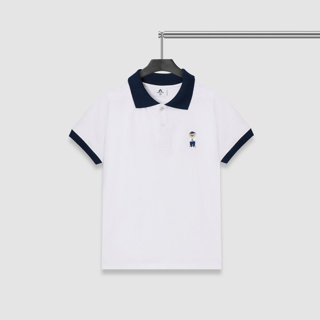 [Amee Studio] Áo Polo BabyTee Amee Bear Thêu Phối Bo/ Cotton 100% 0,5g