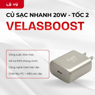 (Mới) Củ Sạc Nhanh 20W Velasboost, Sạc Nhanh PD/PPS 20W, Cổng Sạc Type-C, Công Nghệ GaN, Vỏ PC + ABS Cao Cấp - levu01