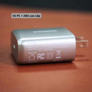 (Mới) Củ Sạc Nhanh 20W Velasboost, Sạc Nhanh PD/PPS 20W, Cổng Sạc Type-C, Công Nghệ GaN, Vỏ PC + ABS Cao Cấp - levu01