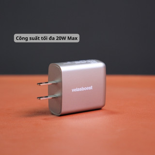 (Mới) Củ Sạc Nhanh 20W Velasboost, Sạc Nhanh PD/PPS 20W, Cổng Sạc Type-C, Công Nghệ GaN, Vỏ PC + ABS Cao Cấp - levu01