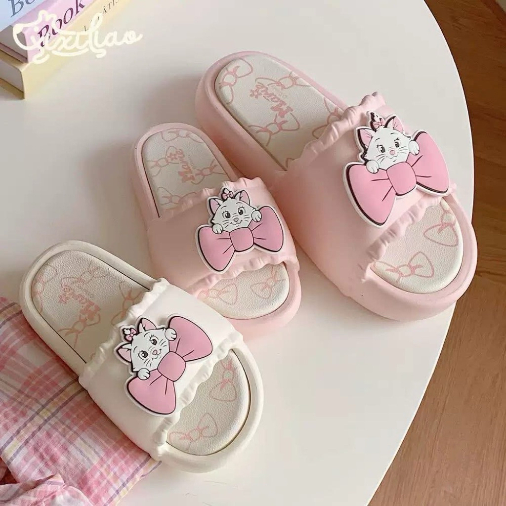 Dép lê quai ngang mèo nơ đáng yêu đế mền kiểu dáng thời trang, Dép quai ngang phong cách icon mặt mè