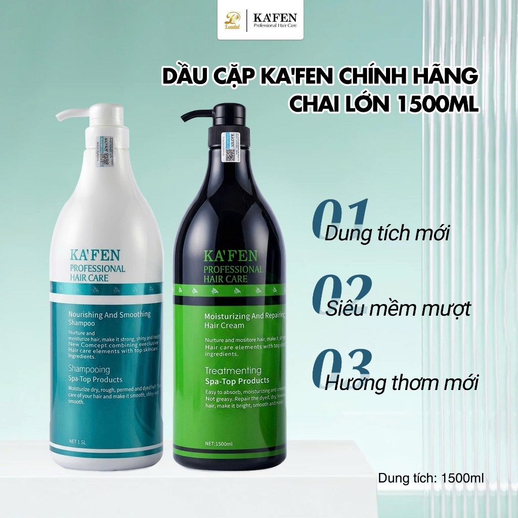[KA'FEN 1500ML] Dầu cặp Kafen chính hãng siêu mềm mượt bổ sung Vitamin E phục hồi tóc hư tổn dung tí